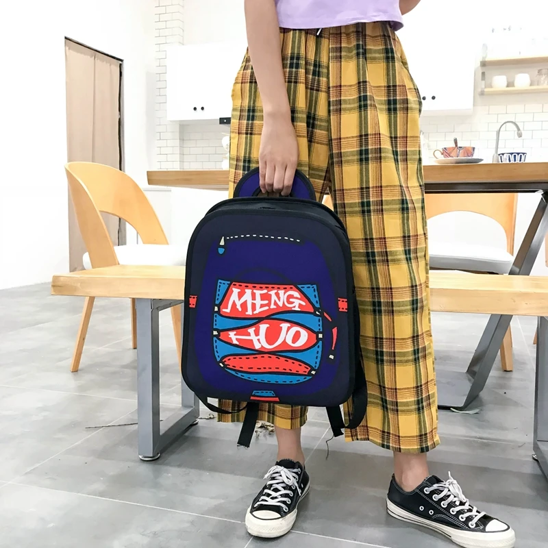 Menghuo New 3D Anime Cartoon Women Backpack School Bag Nylon 2D Style Travel Drawing Book Backpack Mochilas for Teenagers Gilrs (42)