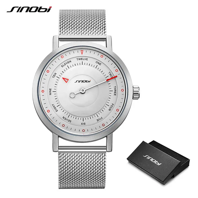 Мужские часы SINOBI брендовые вращающиеся креативные спортивные часы мужские кварцевые часы мужские повседневные военные водонепроницаемые часы - Цвет: Silver