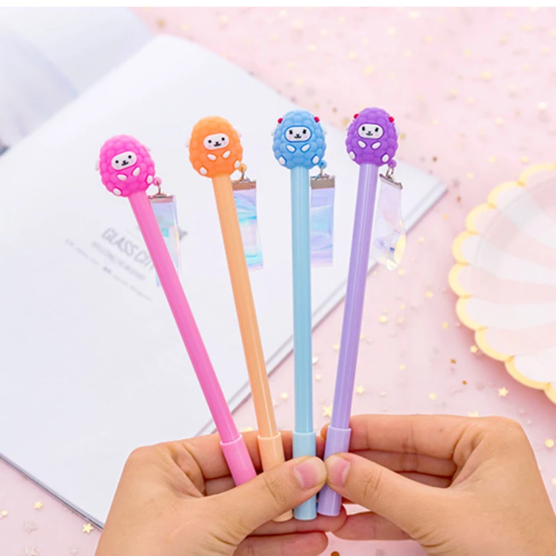 4 шт./лот гелевая ручка Kawaii розовые детские овечки лазерные ручки креативные канцелярские милые ручки для письма с животными для девочки подарок школьные принадлежности