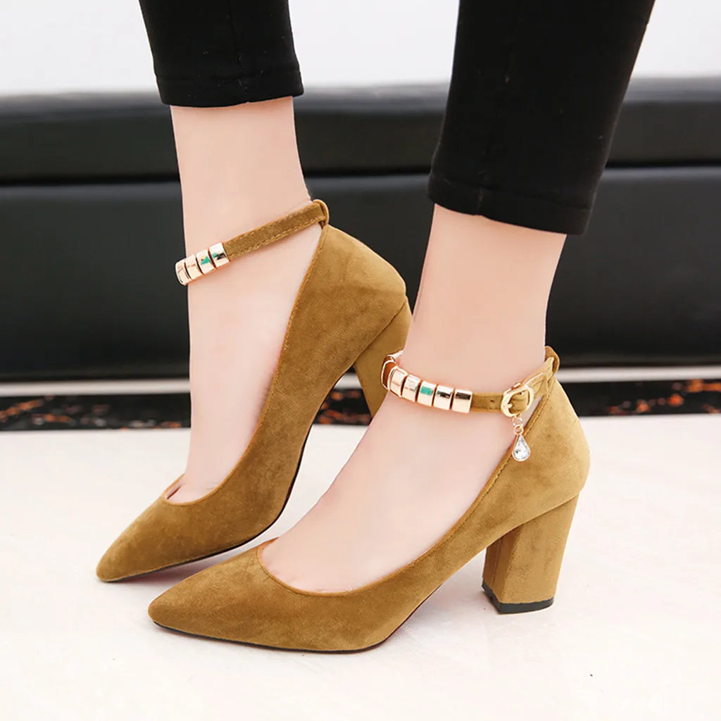 Women's Fashion Casual Pointed Toe High Heels Thick Heels Buckle Strap Shoes summer sandals women sandals high heels Women's Fashion Casual Pointed Toe High Heels Thick Heels Buckle Strap Shoes summer sandals women sandals high heels