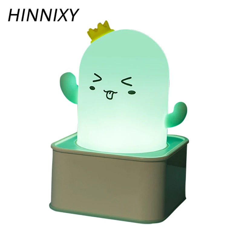 

Hinnixy Cartoon Cactus Night Light Coloful Soft Silicone Remote Control Pat light Children Baby Bedside Table Desk Decor Lamp