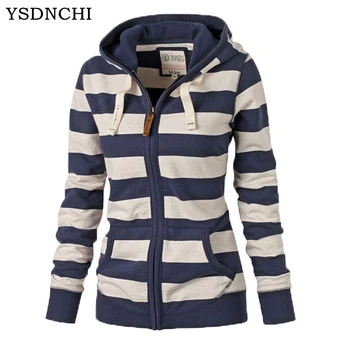 

Hot Autumn Women Hoodies Mujer Clothes Long Sleeve Striped Zippered Hoodie Jacket Sweatshirt Jumper Top Zipper Hooded Pullover