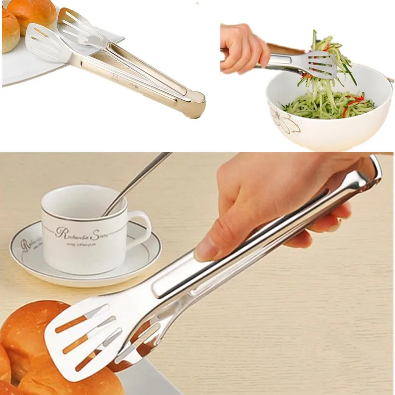 1 PC Multifunction 304 Stainless steel Food Tong Kitchen font b Salad b font Fruits Tong