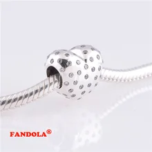 Подходит для Pandora талисманы браслеты сердце любовь бусины с прозрачным кубического циркония 925 пробы серебряные ювелирные изделия