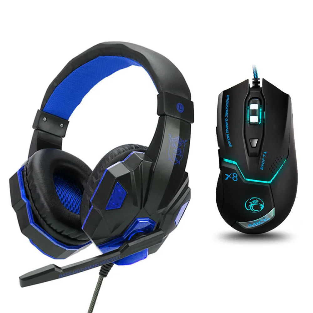 Gaming Headset game Headphones Deep Bass Stereo Earphone with LED light