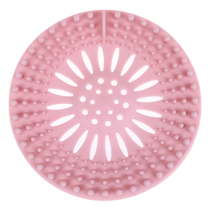 Пробка для волос напольный Впитывающий Коврик силиконовый душ дренажные крышки Фильтр для раковины для ванной и кухни - Цвет: Розовый