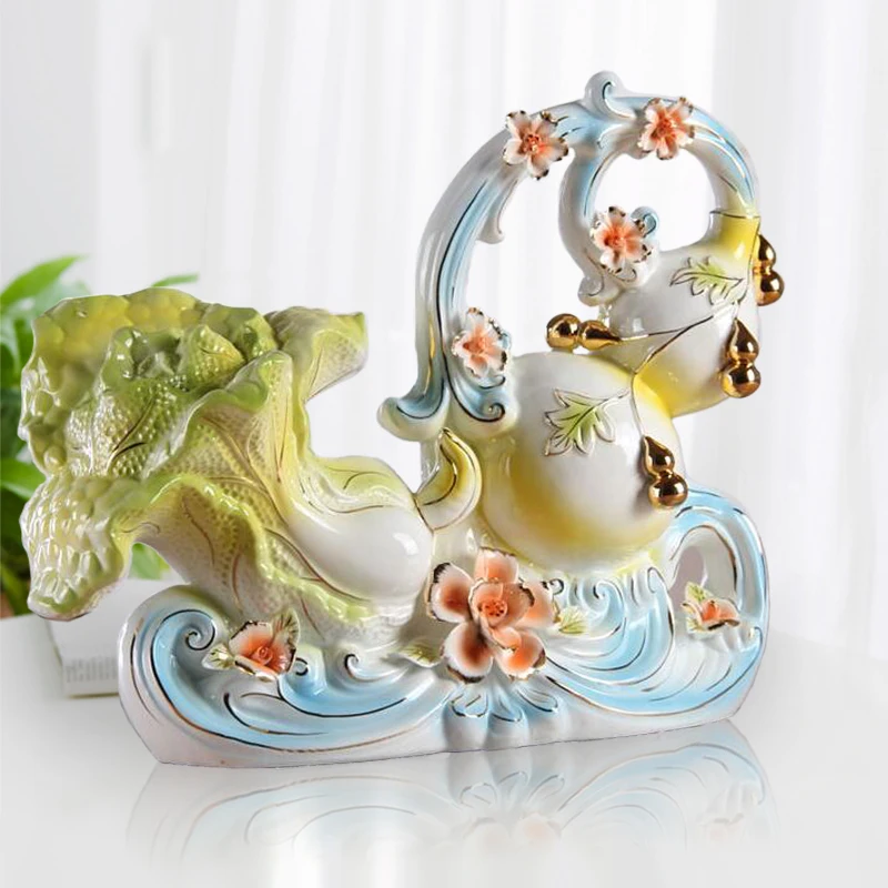 Modern ceramic cabbage gourd figurines home living room decoration