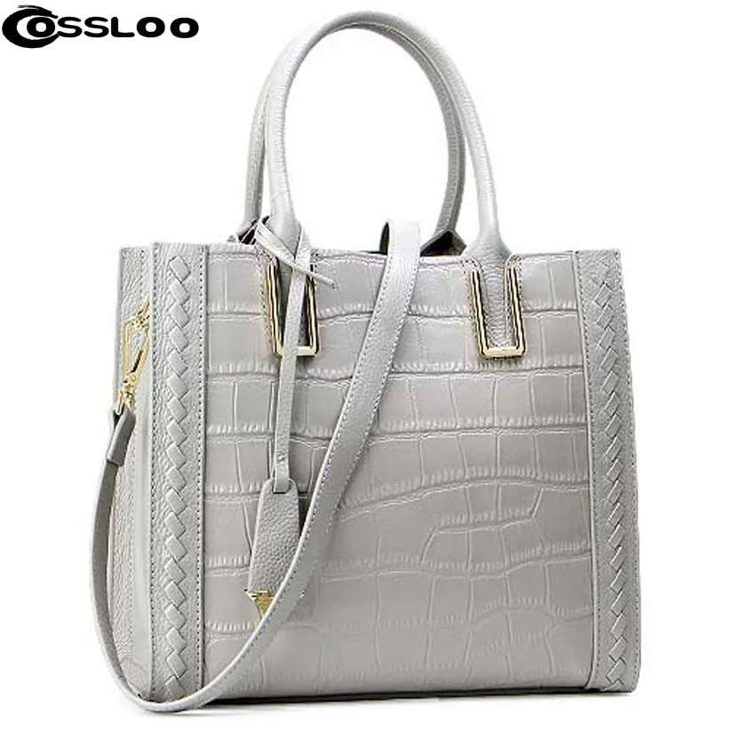 COSSLOO 2018 Genuine Leather bag Women Handbag Tote Ladies Style Women messenger bags Crocodile pattern famous designer brand COSSLOO 2018 Genuine Leather bag Women Handbag Tote Ladies Style Women messenger bags Crocodile pattern famous designer brand