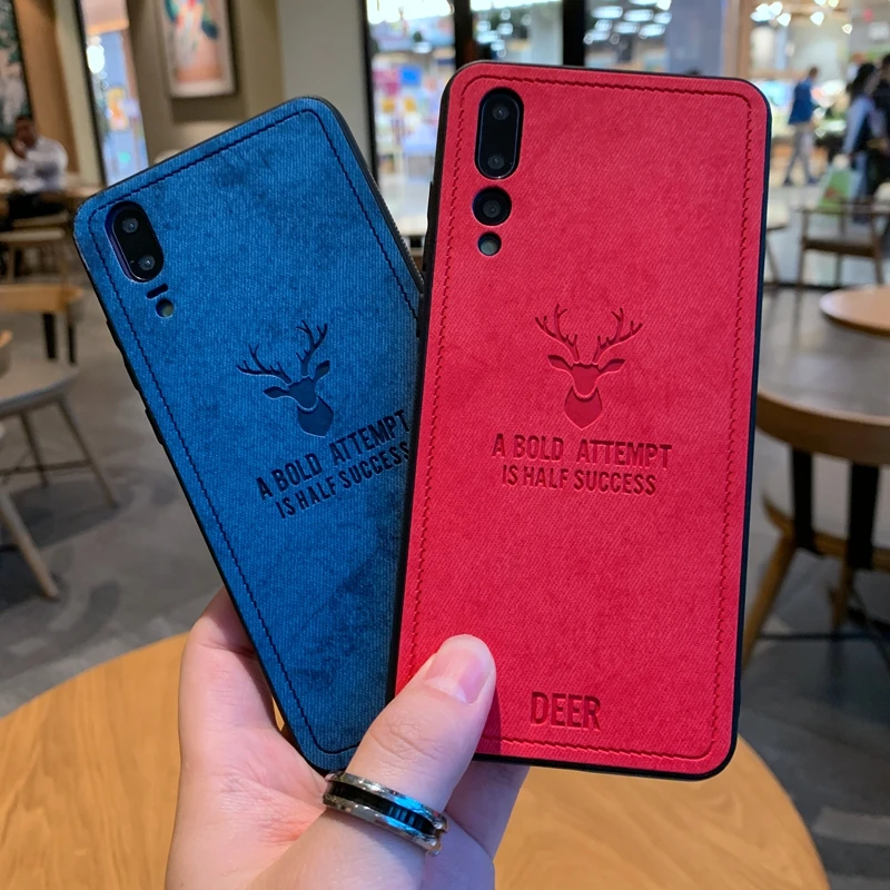 

For Huawei P30 P20 Nova 5 5i 3 3i 4 4e Honor 9 10 10i 20 20i Lite 2019 Fabric Deer Print Pattern Soft Silicone TPU Cover Case