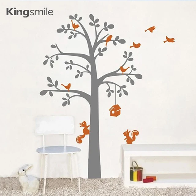 Modern Tree Forest Squirrels Birds Nursery Wall Stickers Vinyl Modern Tree Forest Squirrels Birds Nursery Wall Stickers Vinyl Art Decals Sticker For Kids