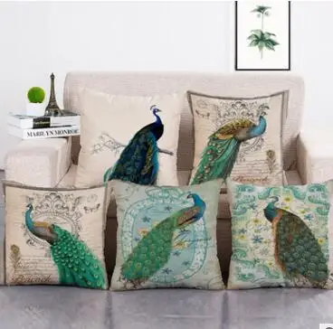 

classical elegant peacock printed cushion cover pillowcase decorative throw pillow cover home decor