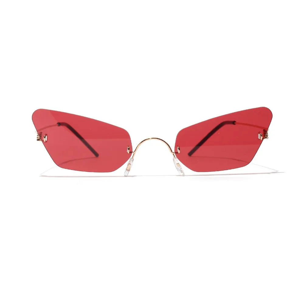 Узкие солнцезащитные очки-бабочки для мужчин без оправы Лето красный цвет синий, черный; Большие размеры 34–43 прямоугольный cat Солнцезащитные очки для женщин маленький уход за кожей лица Горячая FML