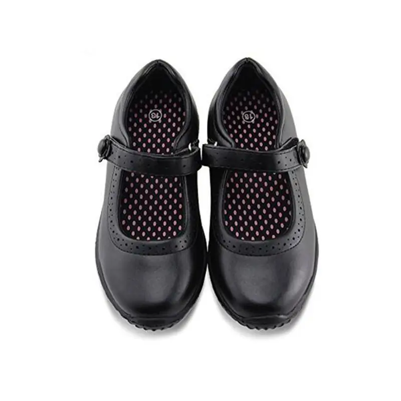 JABASIC Girls School Shoes 2019 Autumn Students Soft Leather Princess Party Girls Shoes Casual Breathable Solid Hook Loop Shoes