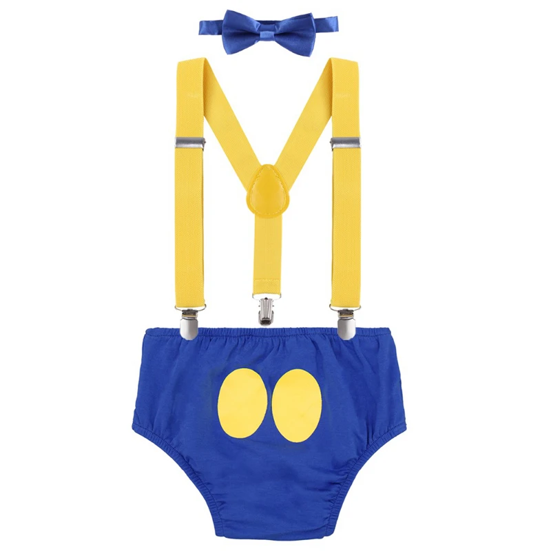 Cake Smash Baby Clothes Cute Mickey Mouse Cosplay Outfit Birthday 1st Birthday for Boy Girls Suspender Outfit Photography Props