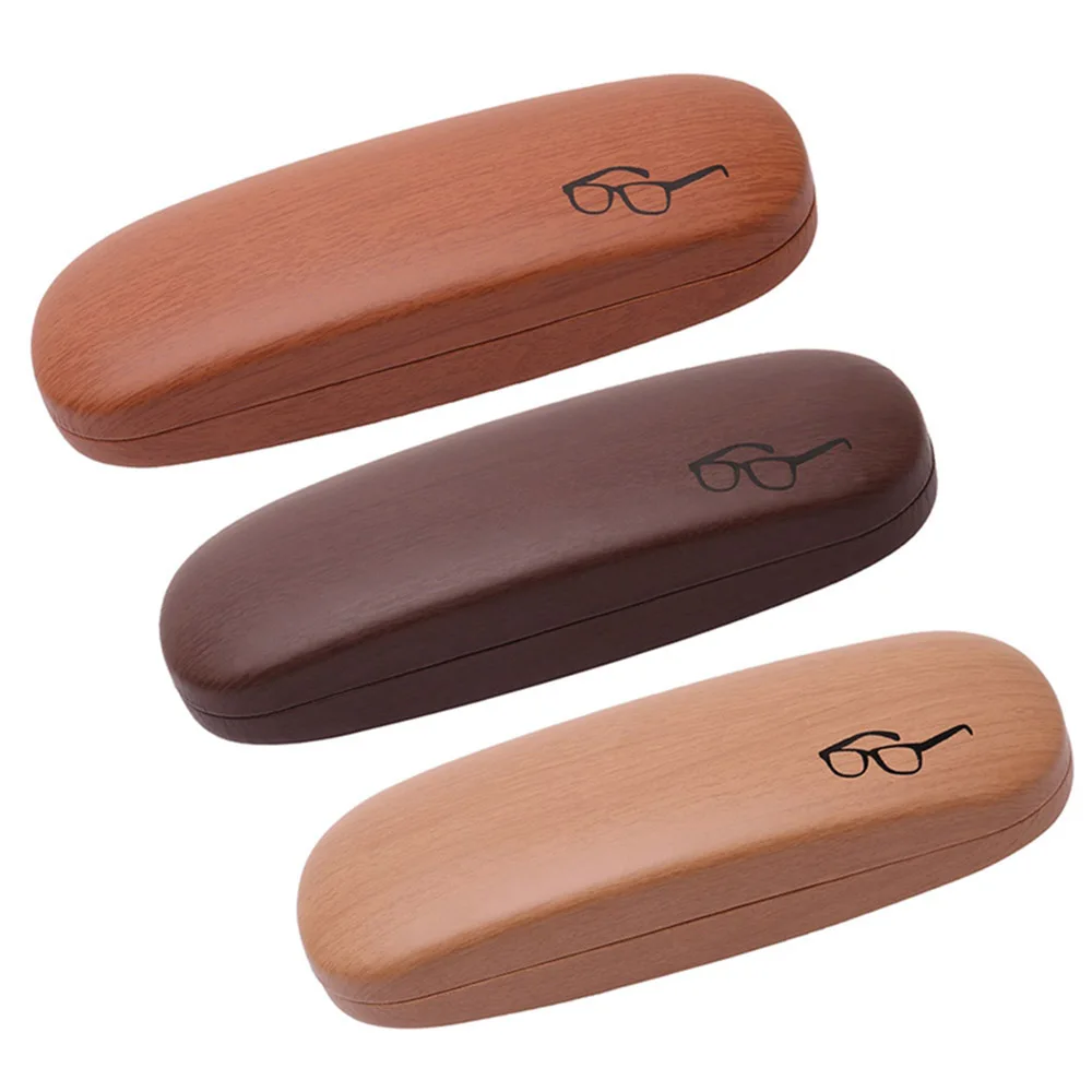 High Quality Wood Grain Hard Kit Holder Metal Reading Glasses Case for Men and Women PU Leather Eyeglass Sunglasses Box