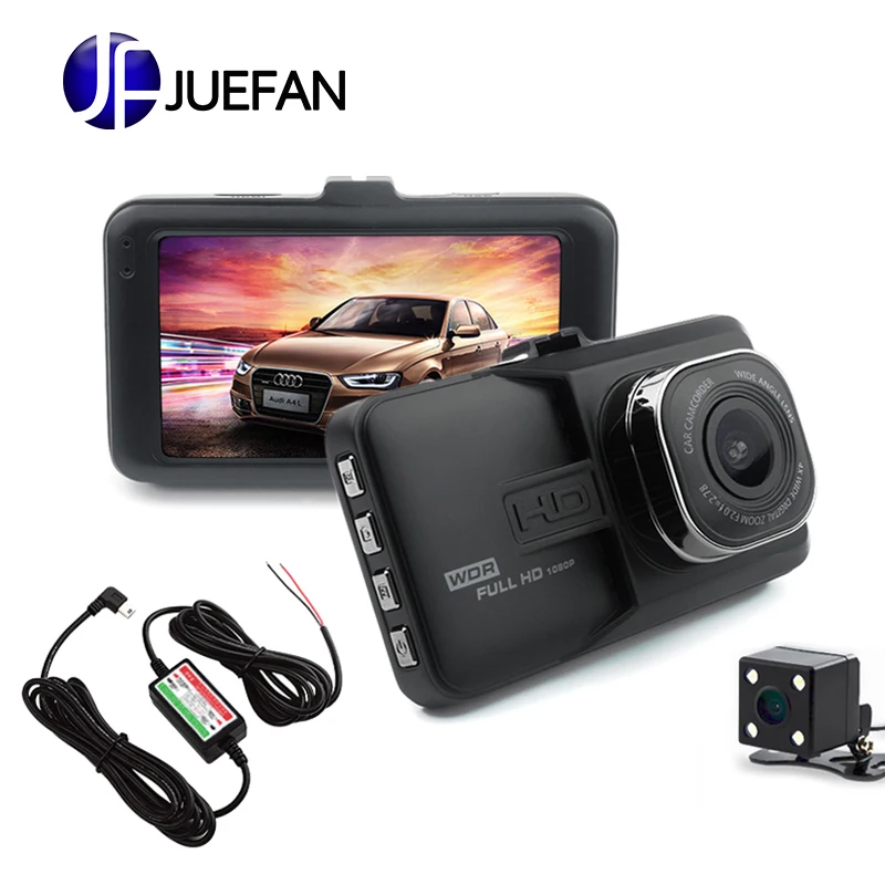 

JUEFAN Newest Mini car dvr camera Full HD 1080P Dual Lens Video Recorder 24H parking monitoring G-Sensor Dash Cam car dvrs