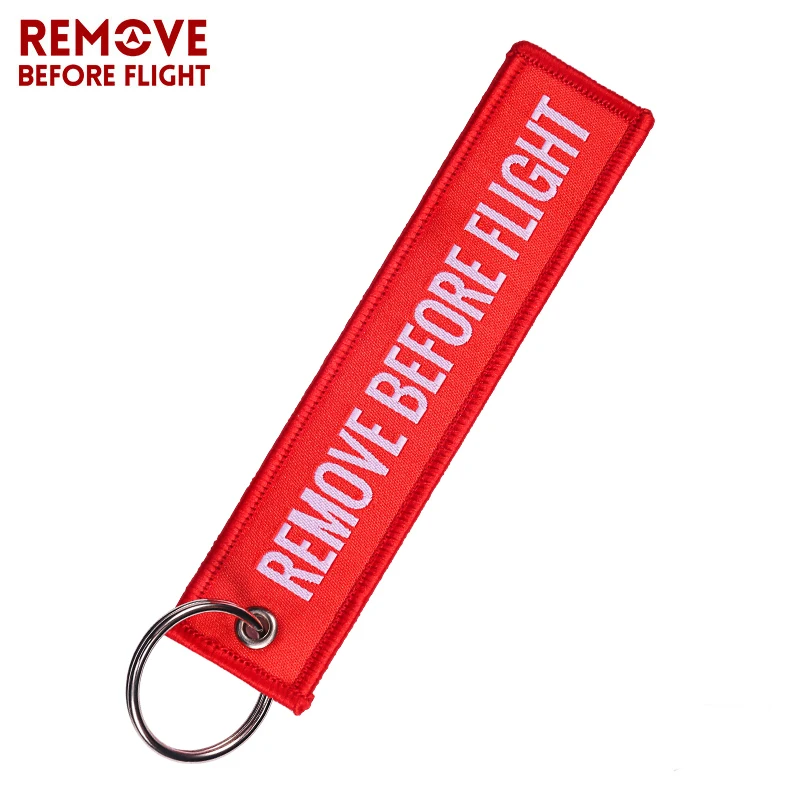 

1PC Key Ring Key Chain Remove Before Flight Embroidery Keychain Special Luggage Tag Label Red Fashion Chain for Aviation Gifts