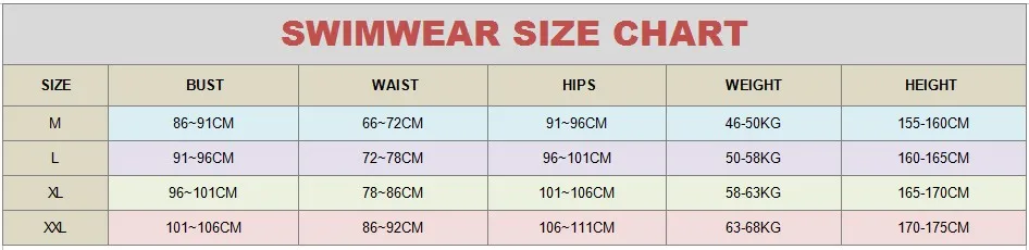 long sleeves swimwear table