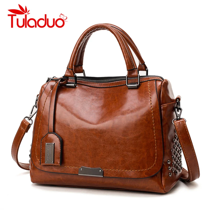 New Fashion Handbags PU Leather Women Rivet Bags Casual Tote Ladies Bag Crossbody Bags For Women ...