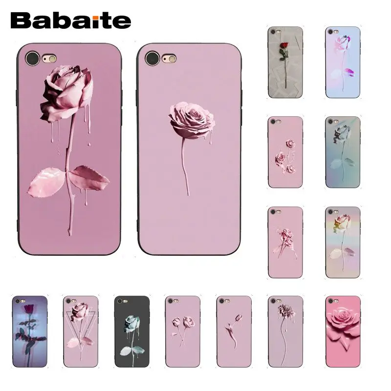 

Babaite Pink Rose Flower on Pink paint Phone Case for iphone 11 Pro 11Pro Max 6S 6plus 7 7plus 8 8Plus X Xs MAX 5 5S XR