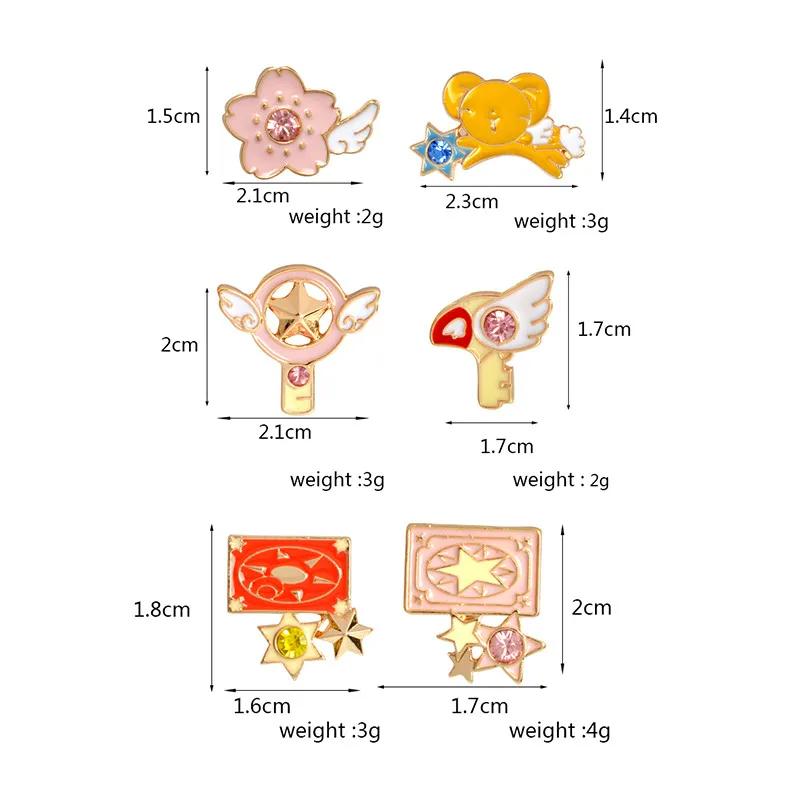 Qihe ювелирные изделия в японском стиле на булавке, значки японского аниме, Melody Cinnamoroll Card Captor Totoro Sushi Sakura, мультяшная эмалированная булавка - Окраска металла: Card Captor