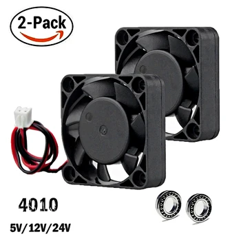 

2Pcs Gdstime Dc 24V 12V 5V 40Mm X 40Mm X 10Mm 2-Pin Ball Bearing Computer Pc Case Cooling Fan 4010