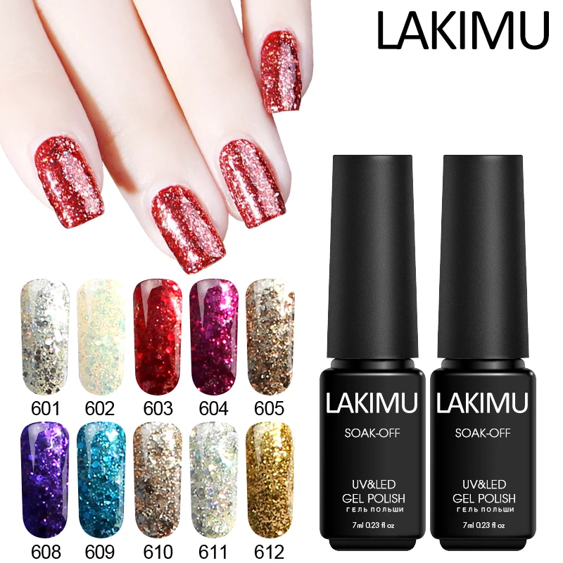 Lakimu Soak Off ногтей Diamond гель для ногтей с блестками Permanente лак Блестки УФ Гель-лак Лаки Красота ногтей направлении первоклассника