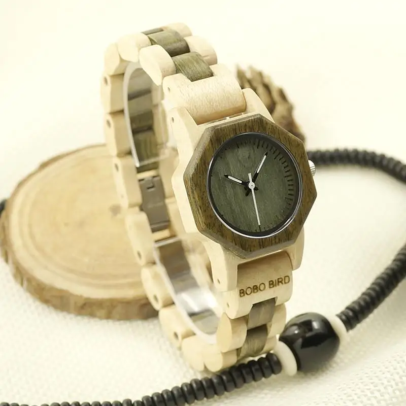 BOBO BIRD 27 мм женские часы деревянные наручные часы с деревянным ремешком женские часы женские кварцевые часы relogio feminino Прямая поставка - Цвет: C-M25
