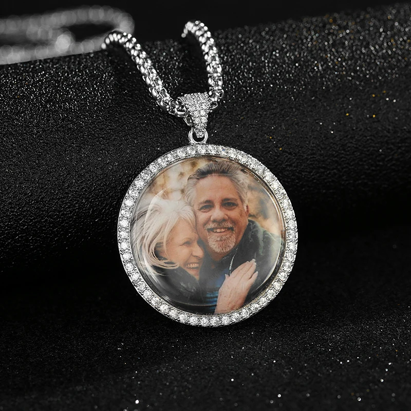 photo necklace with crystal