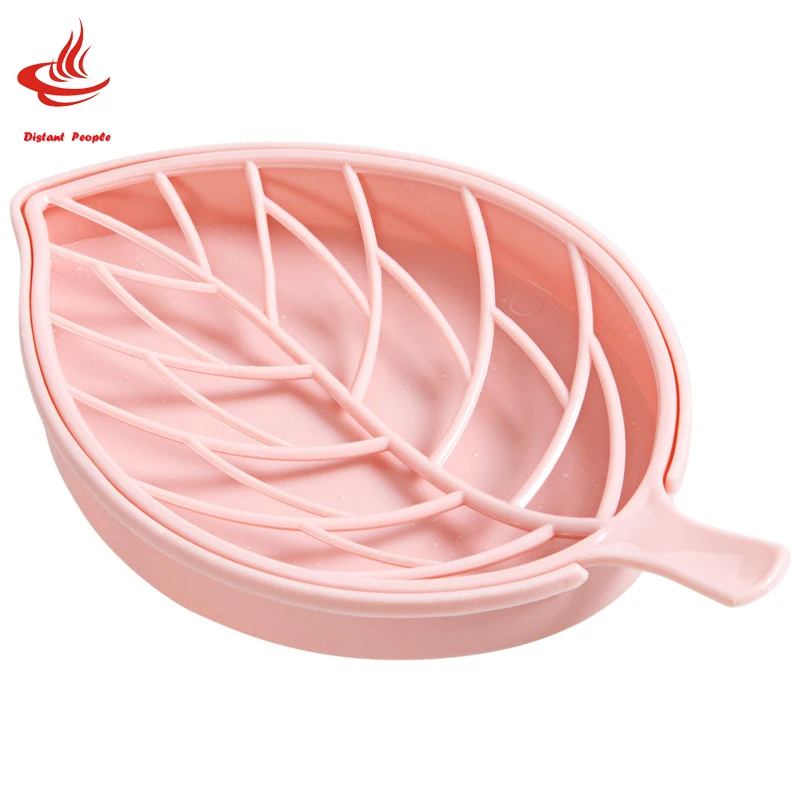 

1pc Double Layer Soap Holder Creative Plastic Leaf Modeling Soap Dish Storage Basket Box Stand Bathroom Accessories
