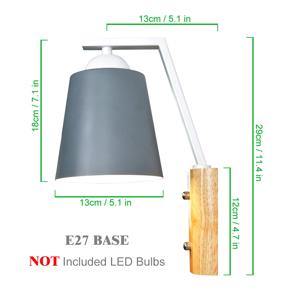 Скандинавский деревянный настенный светильник, прикроватный настенный светильник E27, современный настенный светильник для спальни, коридора, прохода, макаруна, 6 цветов, 85-285 в
