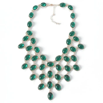 

New Fashion Statement Green Opal White Pearl Collar Pendant Sweet Necklace Wedding Party Jewelry