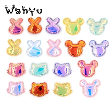 

Shiny Color Gradient PU Rabbit/Cat Head Shape Padded Felt appliques for decoration DIY hair accessories