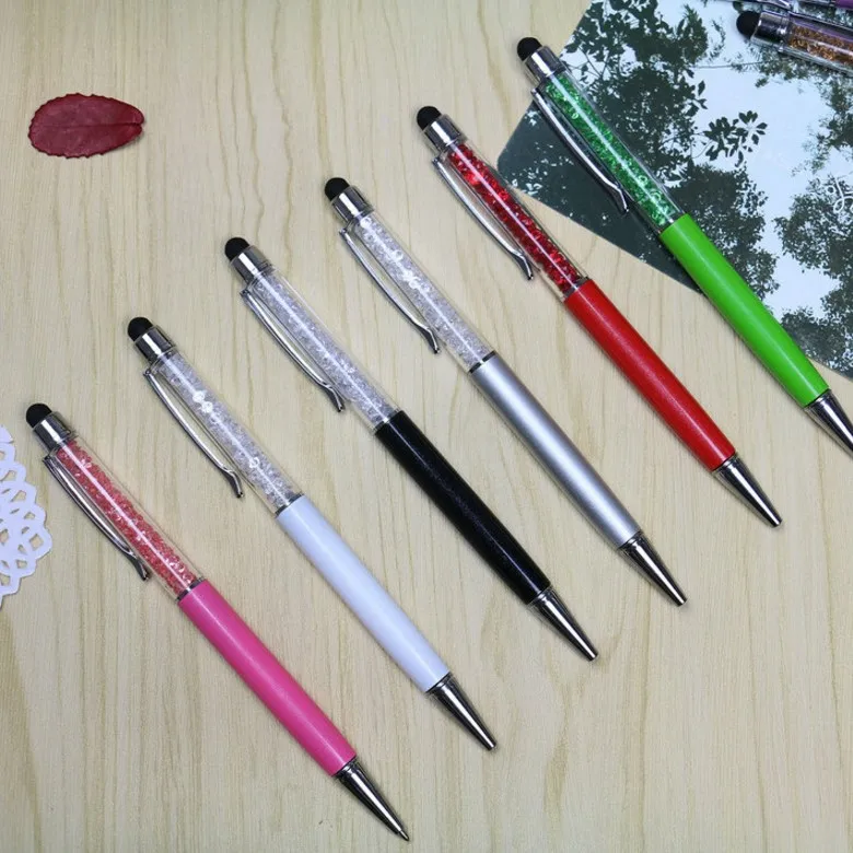 

11 Colors Crystal Ballpoint Pen Fashion Creative Stylus Touch Pen for Writing Stationery Office & School Pen Ballpen ink Black