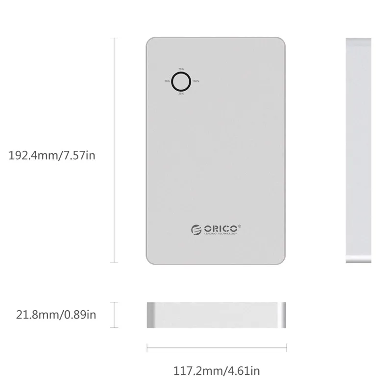 ORICO 18000 мА/ч, Тетрадь Мощность банк Алюминий из алюминиевого сплава с двумя портами USB Выход один DC 12/16/19V Порты и разъёмы для lattop с 10 шт. разъем