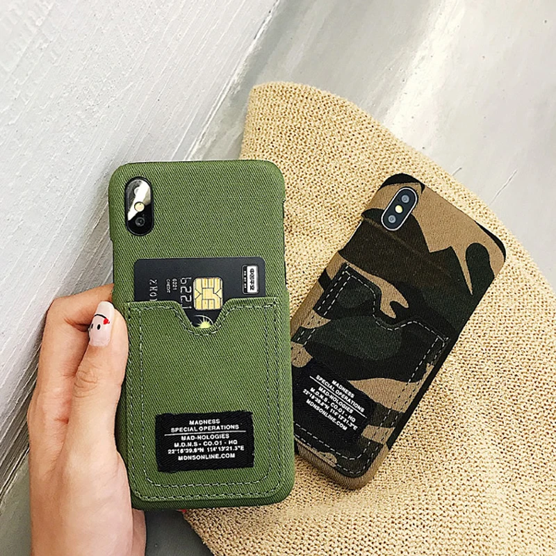 

Denim Camouflage AppleX iphone7 xs Max mobile phone case 6S socket pocket 7 fall-proof 8 plus man simple personality XR protect