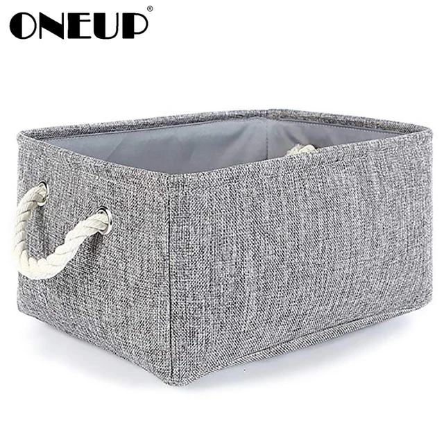 ONEUP Rectangle Fabric Storage Basket with Rope Handles Baskets for