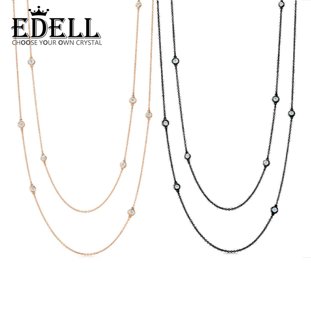 

QIUBOSS TIFF 925 Sterling Silver 1:1 Brand New Genuine Necklace Rose Gold Black Choose Women's Charm Zircon Necklace