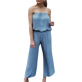 

Sexy Sleeveless Backless Strapless Women Jumpsuits Female Casual Women's Overalls Blue Black Elegant Rompers Womens Jumpsuits
