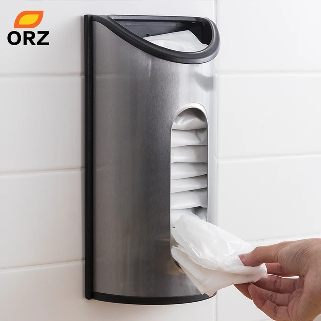 Orz Kitchen Storage Box Wall Mount Grocery Bag Dispenser Stainless Orz Kitchen Storage Box Wall Mount Grocery Bag Dispenser Stainless Steel Organizer Garbage Holder