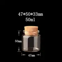 25 pcs 47x50x33 mm 50 ml Empty Wide Mouth Glass Bottles With Cork DIY Bless Hope Bottles Decorative Vials Gifts