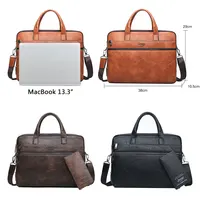 JEEP BULUO męska teczki torby dla 13.3 "Laptop człowiek biznesowa torba na ramię torebki wysokiej jakości skórzane biurowe czarny 2