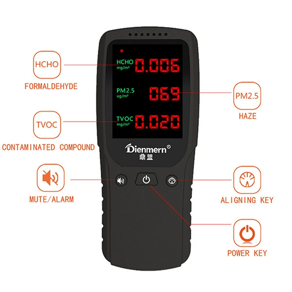 PM2.5 монитор формальдегида детектор HCHO TVOC HCHO мониторинга качества воздуха газоанализатор с литий-батарея 1000 mAh