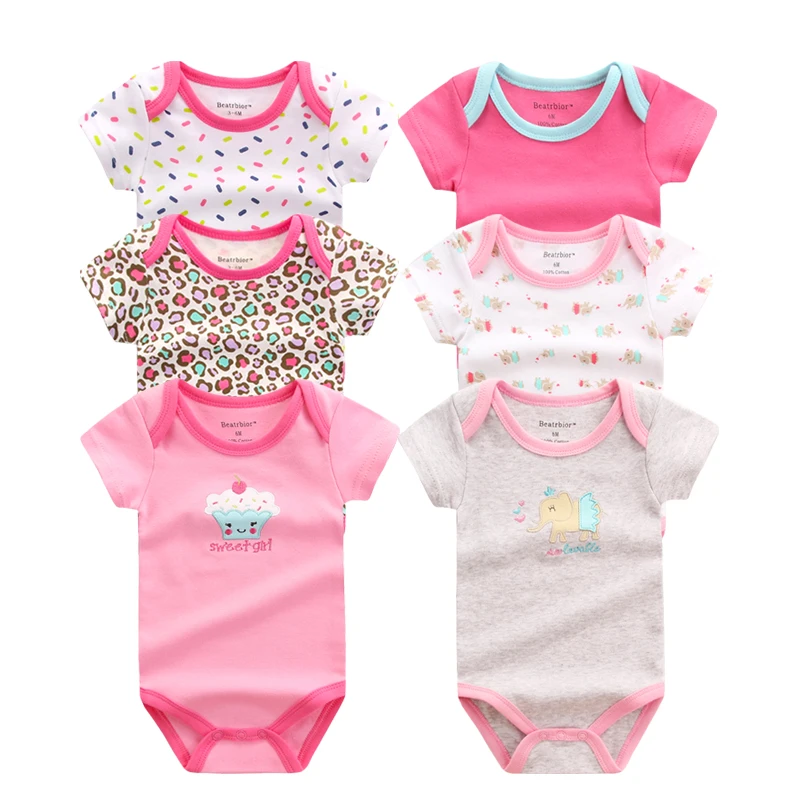 6 unids/lote Unisex Baby Rompers manga corta Cottom o-cuello novela niños recién nacidos muchachas ropa infantil de bebes ropa del bebé del mono 6 unids/lote Unisex Baby Rompers manga corta Cottom o-cuello novela niños recién nacidos muchachas ropa infantil de bebes ropa del bebé del mono
