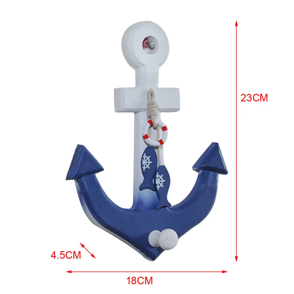 Nautical Anchor Wall Hanging Hook Buoy Fish Decor Coat Hat Mediterranean