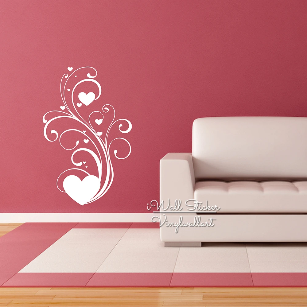 Heart Flower Wall Sticker Floral Heart Wall Decal DIY Modern Blossom