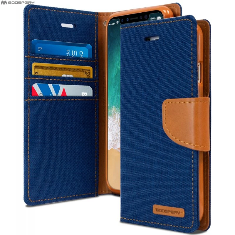 

For iPhone X Case Original GOOSPERY CANVAS Cloth Skin Wallet Flip Cases For iPhone X Card Slot Holster Cover For iPhoneX Case