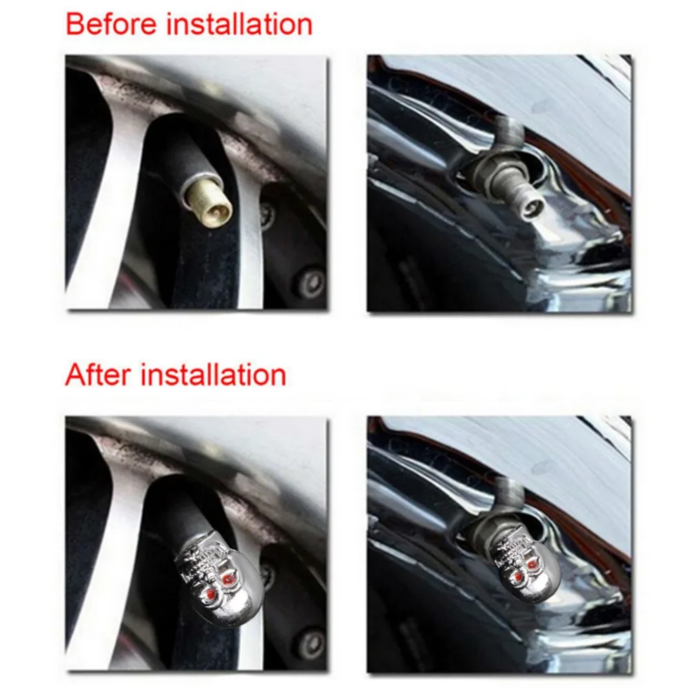 Motorcycle Valve Caps Motorcycle Styling 5Pc Skull Tire Tyre Wheel Car Auto Valves Caps Dust Stem Cover Motocycle Bicycle #1