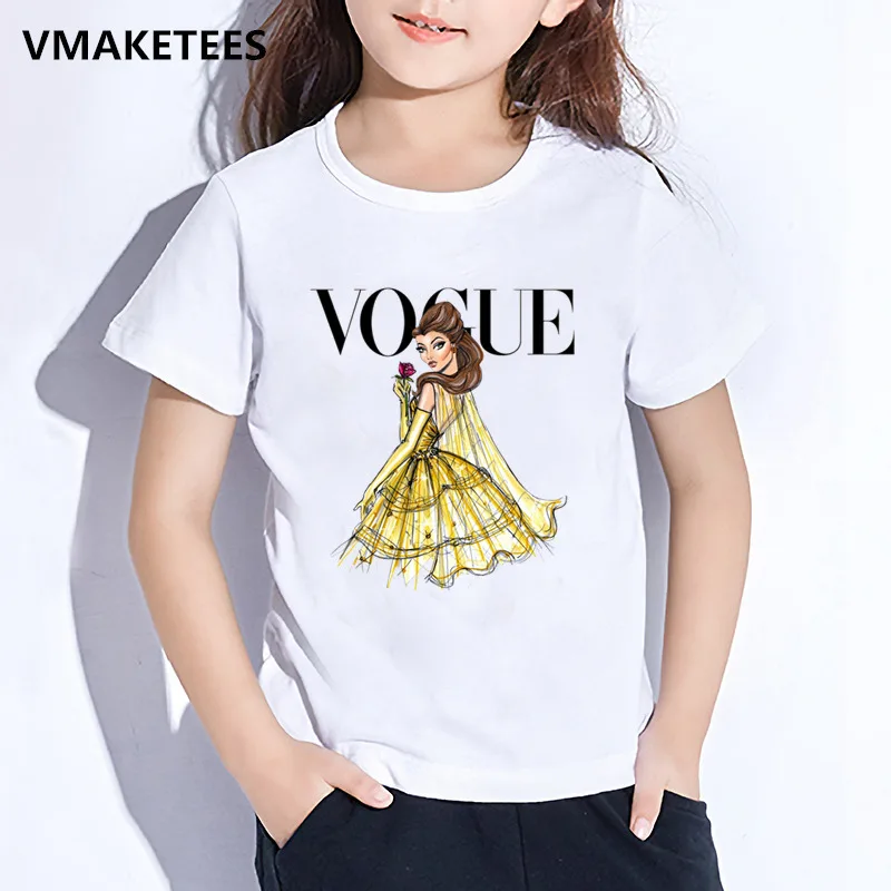 Kids Summer Short Sleeve Girls& Boys T shirt Harajuku VOGUE Princess Print Children's T-shirt Casual Funny Baby Clothes,HKP5209