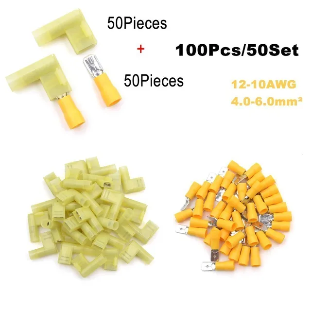 100Pieces 50Set Bullet Flag Wire electrical Connector Male Female Crimp